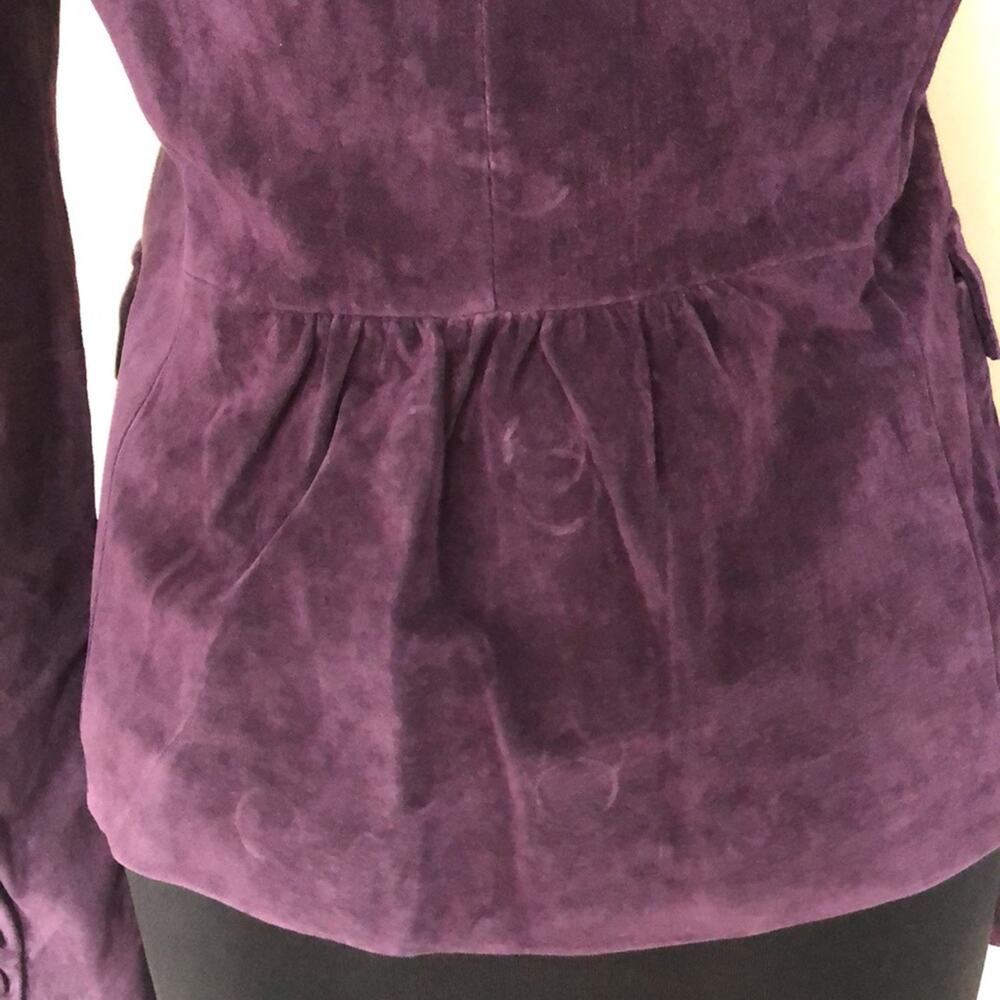 Cache Purple Fitted Leather Suede Jacket Top New Lined Banded Collar $248 NWT - Picture 10 of 15